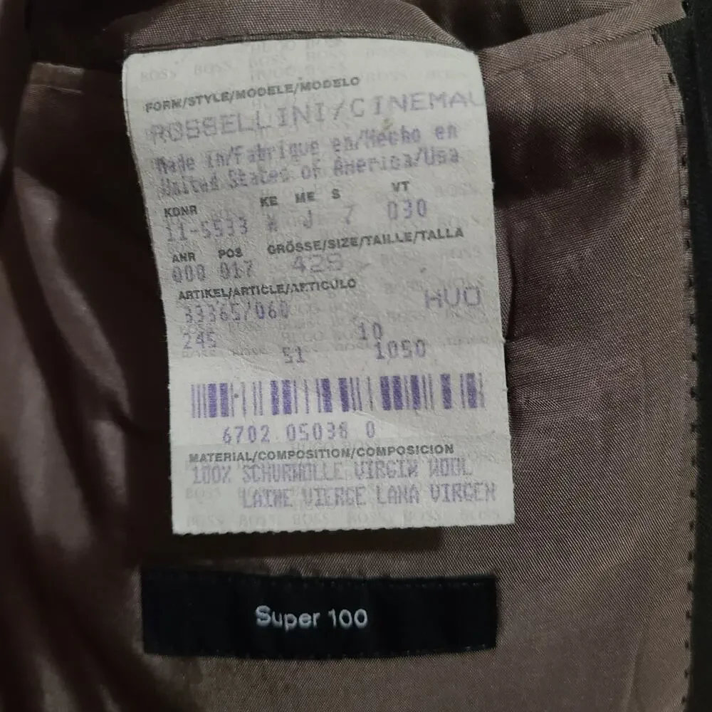Hugo Boss Rossellini‎ Suit Jacket Blazer Mens 42 S Brown Wool